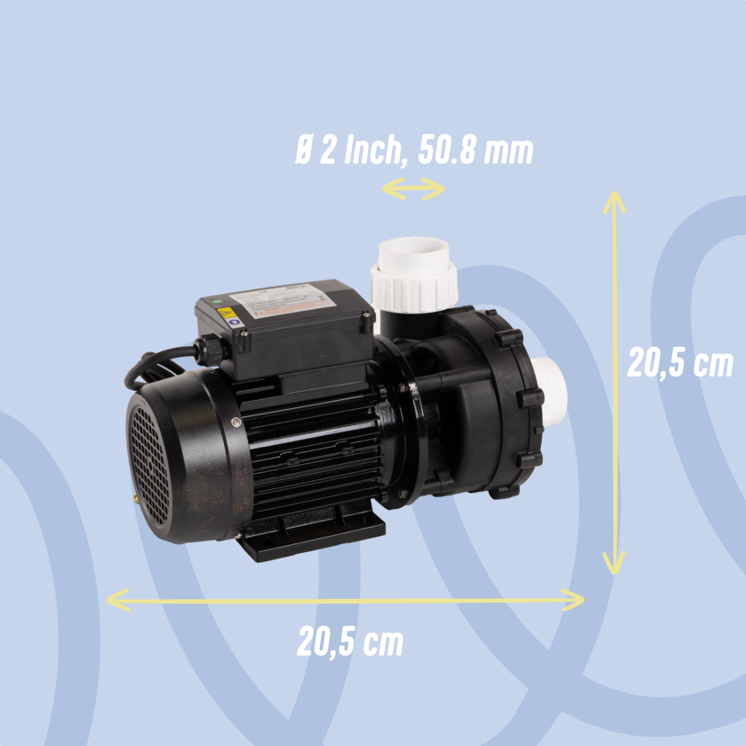 Zijaanzicht van de LP200 pomp met 2 inch aansluitingen
