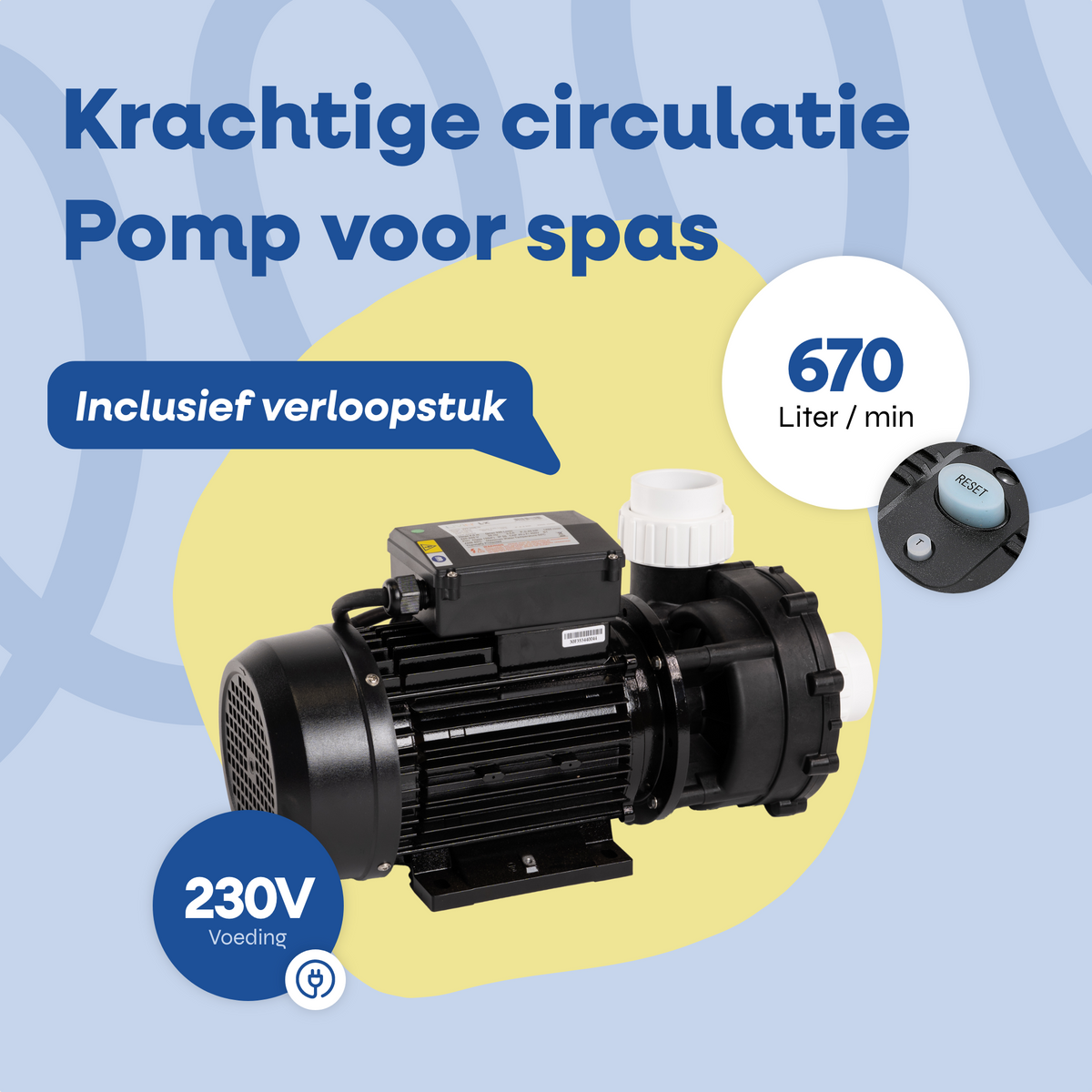 Bovenaanzicht van de LX WP250 circulatiepomp met 1,85 kW vermogen en 230V aansluiting