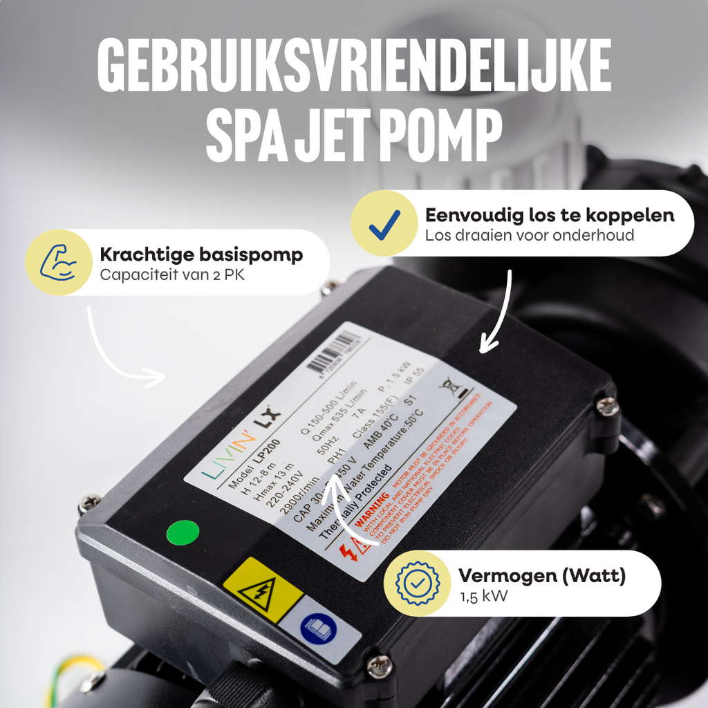 LX LP200 pomp met 230V aansluiting en stille werking